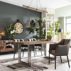 Discount KARE Design Stół Pure Nature 160x80 cm drewniano-srebrny - KARE