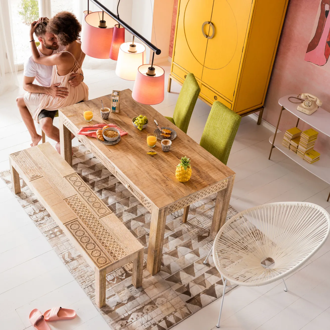 Hot KARE Design Stół Puro Plain z szufladami 160x80cm naturalny - KARE