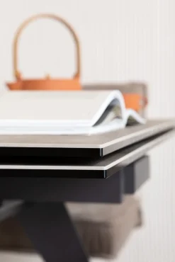 Online KARE Design Stół rozkładany Amsterdam 200-290x100 cm szary - nogi czarne - KARE