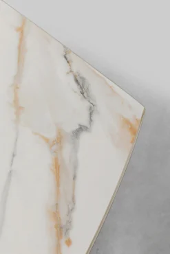 Clearance KARE Design Stół rozkładany blat ceramiczny biały podstawa stal czarna 120-180x90 cm - KARE