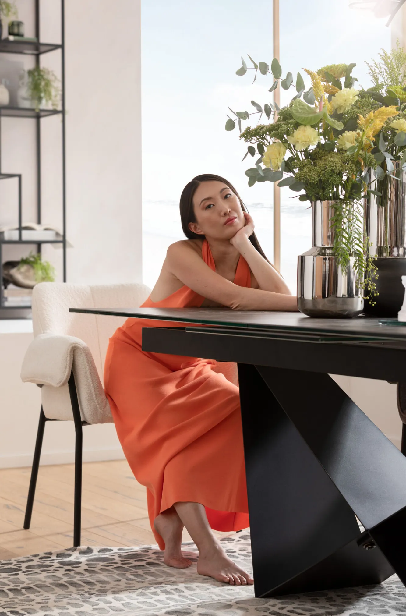 Sale KARE Design Stół rozkładany blat ceramika i szkło podstawa czarna 200-260x100 cm - KARE