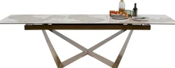 Fashion KARE Design Stół rozkładany blat szkło i kamionka nogi stal nierdzewna 200-260x100 cm - KARE
