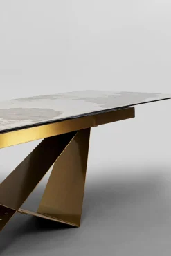 Fashion KARE Design Stół rozkładany blat szkło i kamionka nogi stal nierdzewna 200-260x100 cm - KARE