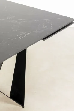 Discount KARE Design Stół rozkładany czarny blat ceramika nogi stalowe 180-260x90 cm - KARE