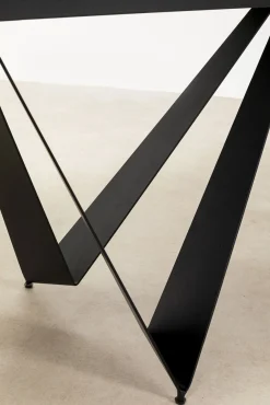 Discount KARE Design Stół rozkładany czarny blat ceramika nogi stalowe 180-260x90 cm - KARE