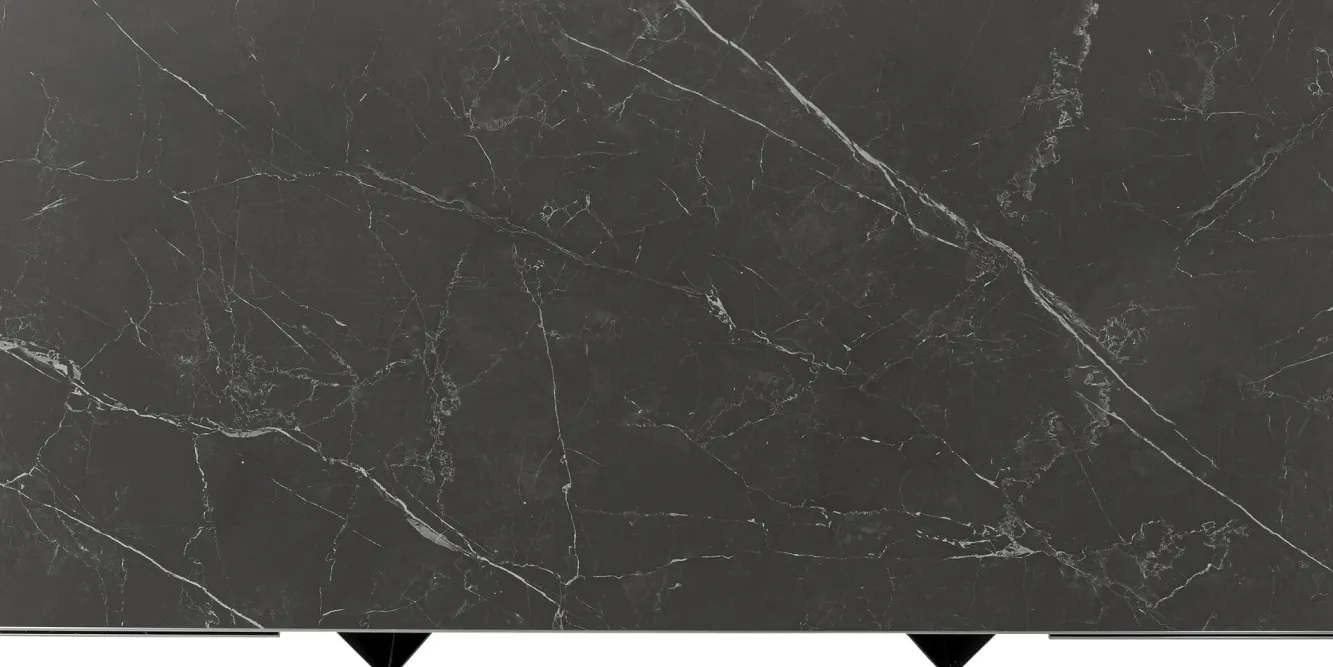 Discount KARE Design Stół rozkładany czarny blat ceramika nogi stalowe 180-260x90 cm - KARE