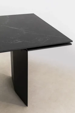 Discount KARE Design Stół rozkładany Novel 180-260x90 cm czarny - blat ceramika - KARE