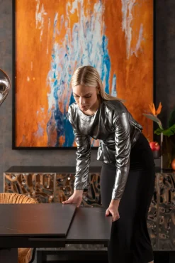 Discount KARE Design Stół rozkładany Novel 180-260x90 cm czarny - blat ceramika - KARE