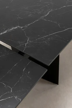 Discount KARE Design Stół rozkładany Novel 180-260x90 cm czarny - blat ceramika - KARE