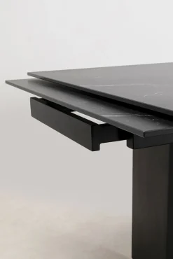 Discount KARE Design Stół rozkładany Novel 180-260x90 cm czarny - blat ceramika - KARE