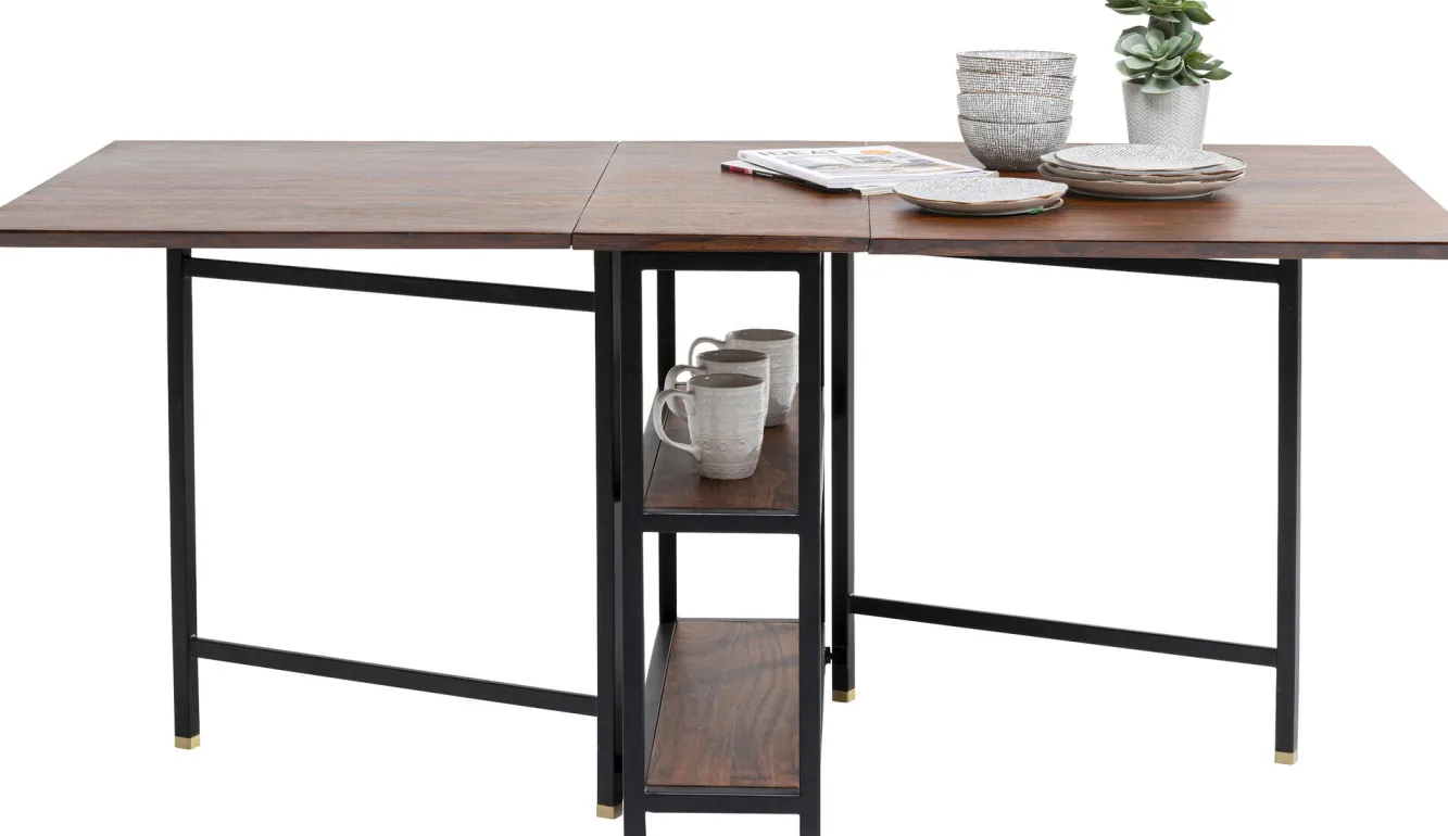 Clearance KARE Design Stół rozkładany Ravello 175x80 cm sheesham brązowy - nogi czarne - KARE
