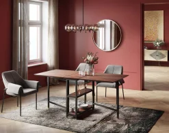 Clearance KARE Design Stół rozkładany Ravello 175x80 cm sheesham brązowy - nogi czarne - KARE