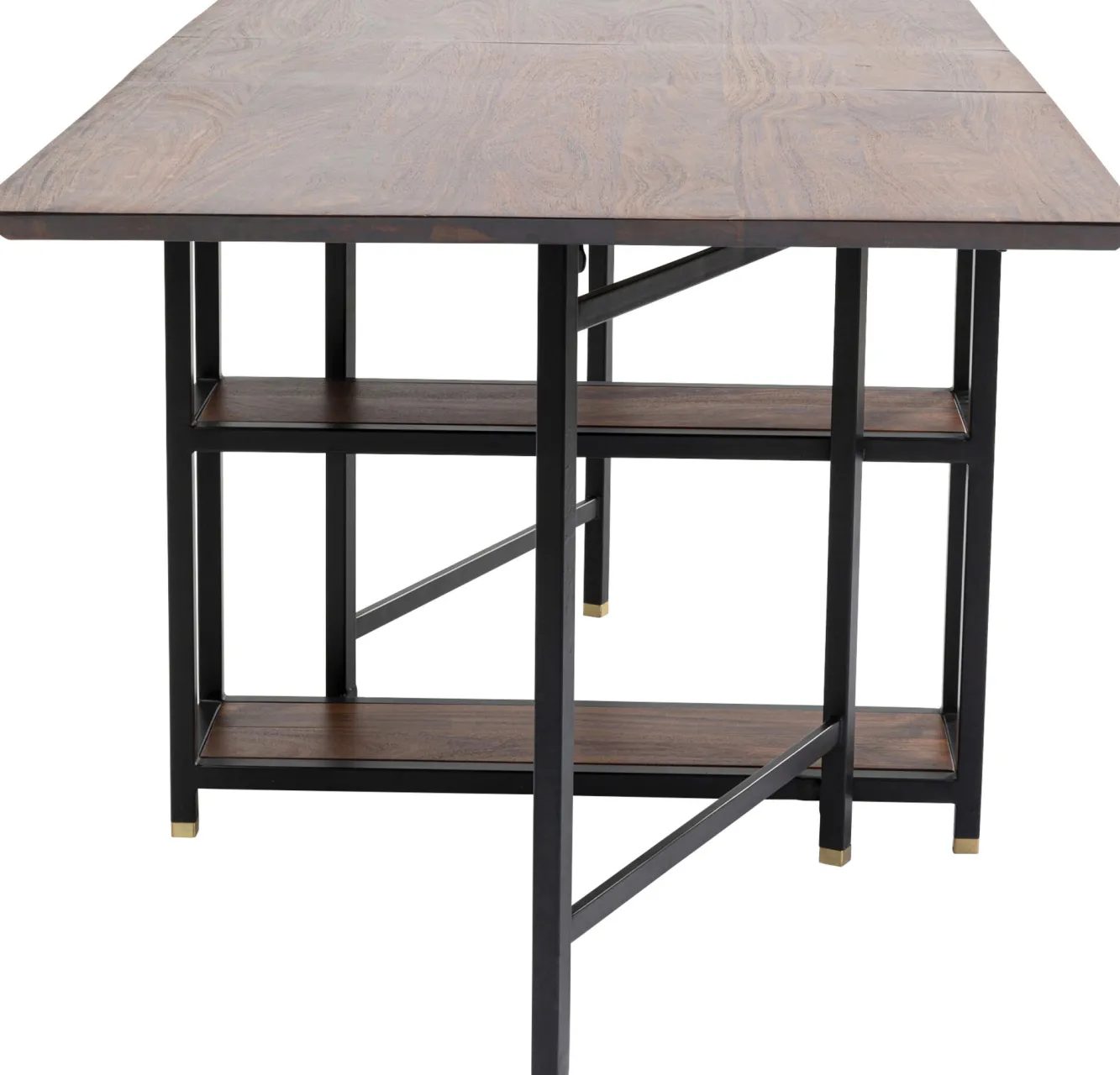 Clearance KARE Design Stół rozkładany Ravello 175x80 cm sheesham brązowy - nogi czarne - KARE