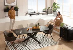 Sale KARE Design Stół rozkładany z ceramicznym blatem nogi czarne 120-180x90 cm - KARE