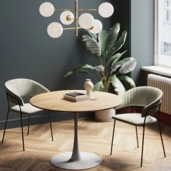 Outlet KARE Design Stół skandynawski blat MDF kolor dąb podstawa biała Ø110 cm - KARE