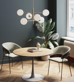 Outlet KARE Design Stół skandynawski blat MDF kolor dąb podstawa biała Ø110 cm - KARE