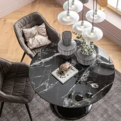 Best KARE Design Stół Solo Marble ∅110x76 cm czarny - KARE