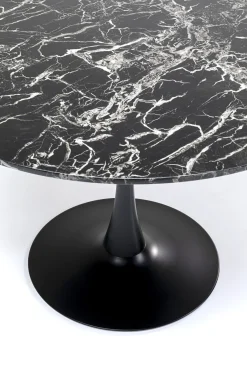 Hot KARE Design Stół Veneto Ø110 cm czarny - blat marmur - KARE
