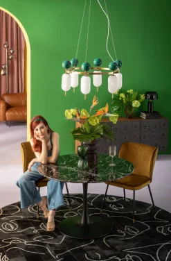 Hot KARE Design Stół Veneto Ø110 cm czarny - blat marmur - KARE