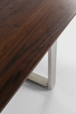 New KARE Design Stół z brązowym drewnianym blatem i srebrnymi stalowymi nogami 160x80 cm - KARE