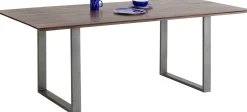 Sale KARE Design Stół z drewnianym naturalnym blatem i szarymi metalowymi nogami 160x80 cm - KARE