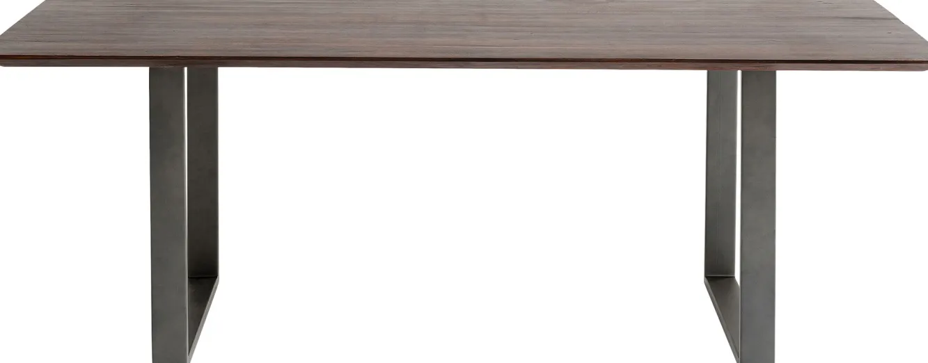 Sale KARE Design Stół z drewnianym naturalnym blatem i szarymi metalowymi nogami 160x80 cm - KARE
