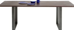 Sale KARE Design Stół z drewnianym naturalnym blatem i szarymi metalowymi nogami 160x80 cm - KARE