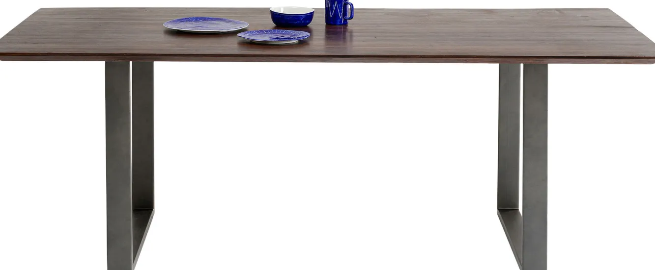 Sale KARE Design Stół z drewnianym naturalnym blatem i szarymi metalowymi nogami 160x80 cm - KARE