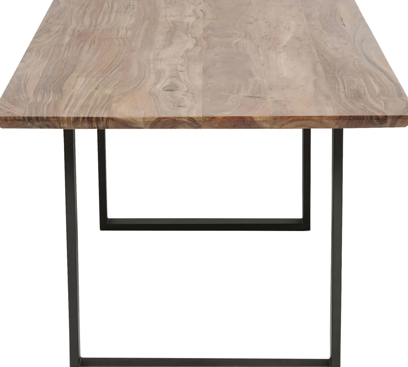 Hot KARE Design Stół z drewnianym naturalnym blatem i czarnymi metalowymi nogami 180x90 cm - KARE