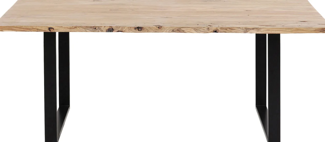 Hot KARE Design Stół z drewnianym naturalnym blatem i czarnymi metalowymi nogami 200x100 cm - KARE