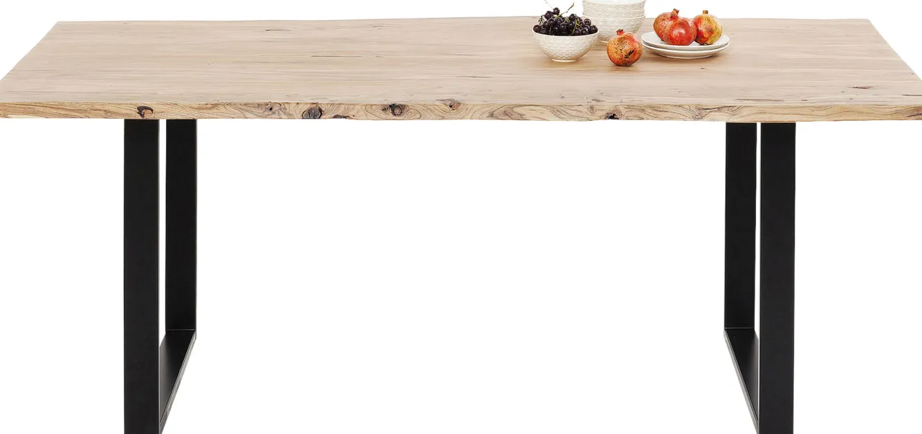 Hot KARE Design Stół z drewnianym naturalnym blatem i czarnymi metalowymi nogami 200x100 cm - KARE