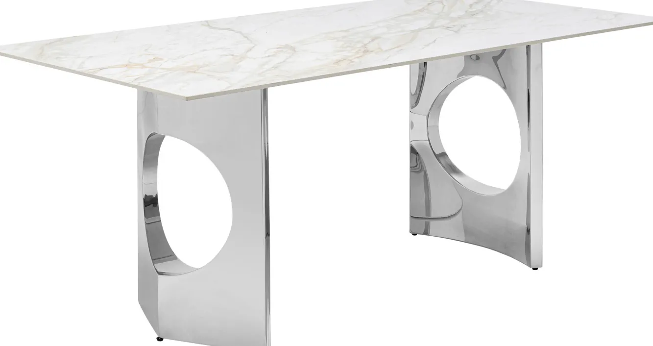 Clearance KARE Design Stół z kamionkowym blatem 180x90 cm nogi srebrne - KARE