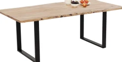 Discount KARE Design Stół z naturalnym drewnianym blatem i czarnymi metalowymi nogami 160x80 cm  - KARE