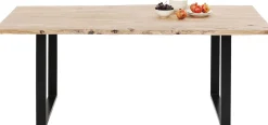 Discount KARE Design Stół z naturalnym drewnianym blatem i czarnymi metalowymi nogami 160x80 cm  - KARE