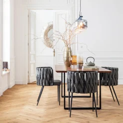 Discount KARE Design Stół z naturalnym drewnianym blatem z drewna akacji i  czarnymi metalowymi nogami 200x100 cm - KARE