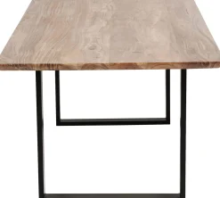 Discount KARE Design Stół z naturalnym drewnianym blatem z drewna akacji i  czarnymi metalowymi nogami 200x100 cm - KARE