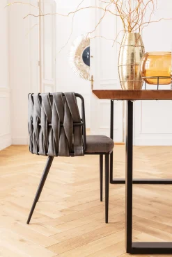 Discount KARE Design Stół z naturalnym drewnianym blatem z drewna akacji i  czarnymi metalowymi nogami 200x100 cm - KARE