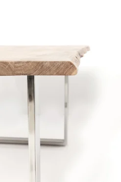 Clearance KARE Design Stół z naturalnym drewnianym blatem z drewna akacji i  srebrnymi metalowymi nogami 160x80 cm  - KARE