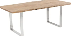 Clearance KARE Design Stół z naturalnym drewnianym blatem z drewna akacji i  srebrnymi metalowymi nogami 160x80 cm  - KARE