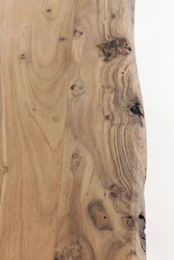 Clearance KARE Design Stół z naturalnym drewnianym blatem z drewna akacji i  srebrnymi metalowymi nogami 160x80 cm  - KARE