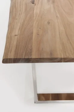 Clearance KARE Design Stół z naturalnym drewnianym blatem z drewna akacji i  srebrnymi metalowymi nogami 160x80 cm  - KARE