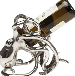 Outlet KARE Design Stojak na wino Octopus 17x24 cm srebrny - KARE