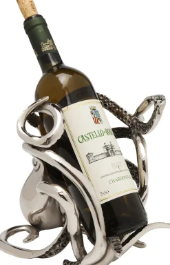 Outlet KARE Design Stojak na wino Octopus 17x24 cm srebrny - KARE
