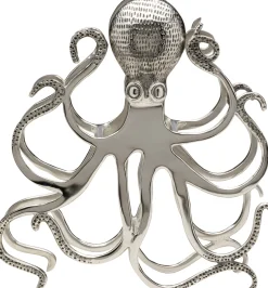Outlet KARE Design Stojak na wino srebrny z aluminium kształt ośmiornicy 44x49 cm - KARE