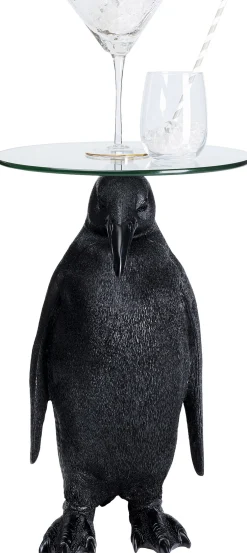 Outlet KARE Design Stolik Animal Ms Penguin Ø32xH49 cm czarny - blat szklany - KARE