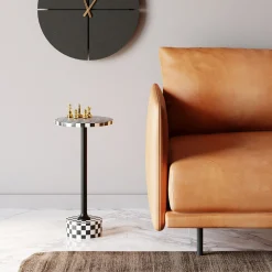 Best KARE Design Stolik Domero Chess Ø25xH50 cm czarno-biały - KARE