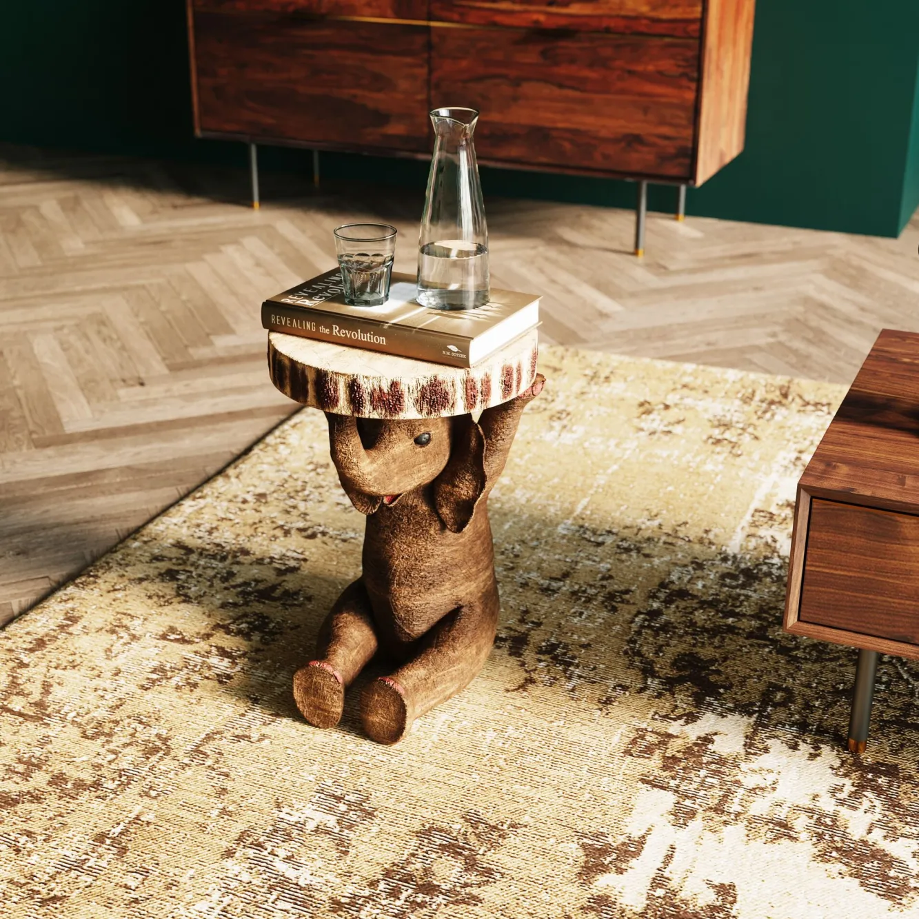 Hot KARE Design Stolik Elephant ∅36 cm brązowy - KARE