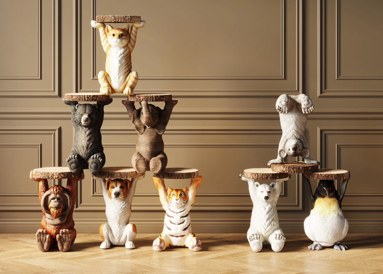 Hot KARE Design Stolik Elephant ∅36 cm brązowy - KARE