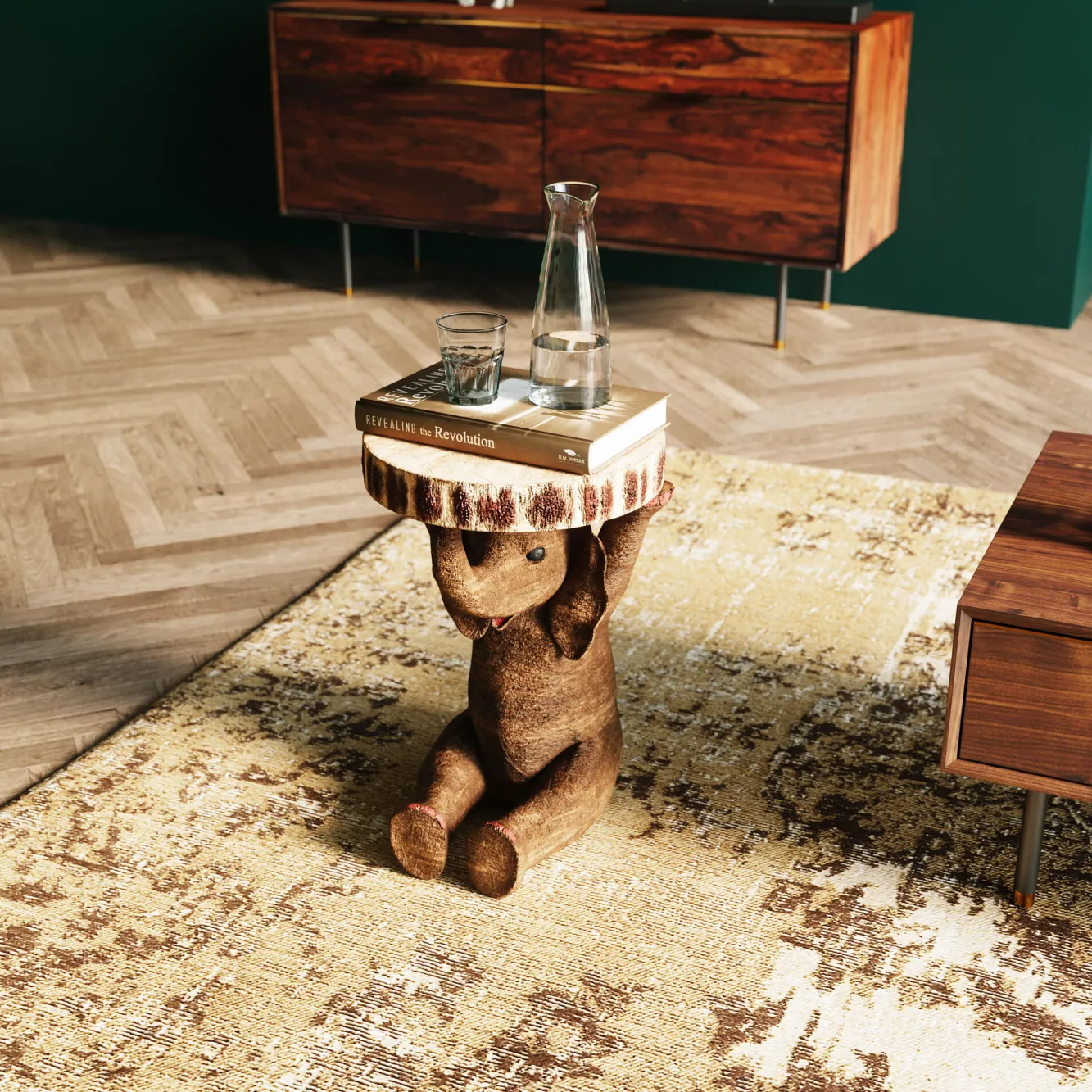 Hot KARE Design Stolik Elephant ∅36 cm brązowy - KARE