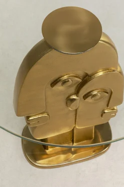 New KARE Design Stolik 2Faces Ø55 cm złoty - blat szklany - KARE